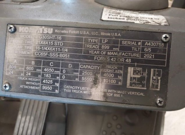 2021 Komatsu FG3OSHT-16