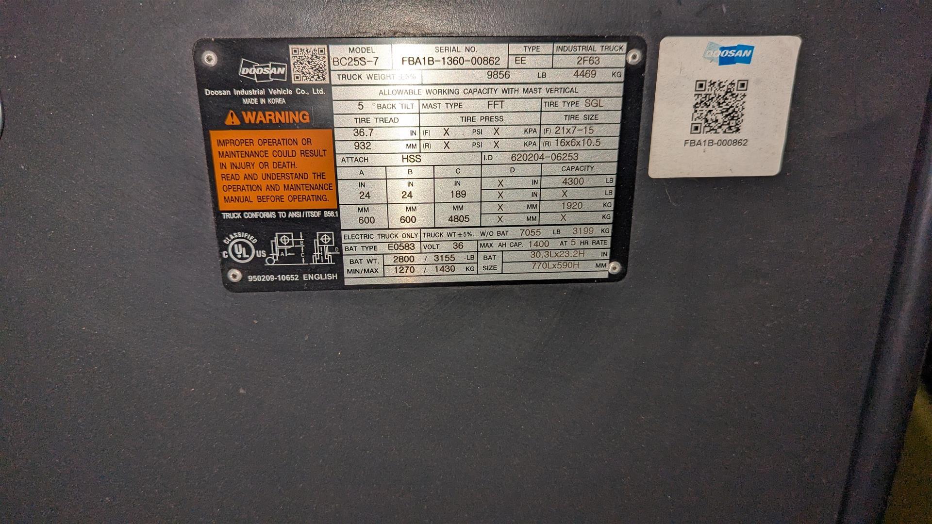 2022 Doosan BC25S-7