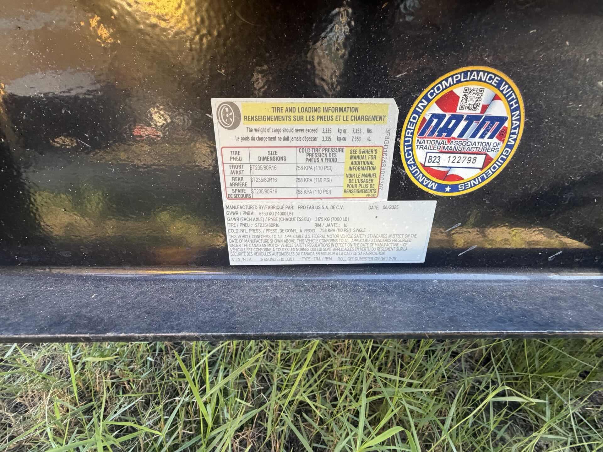 2025 Durahaul RKO 16 FT ROLLOFF TRLR