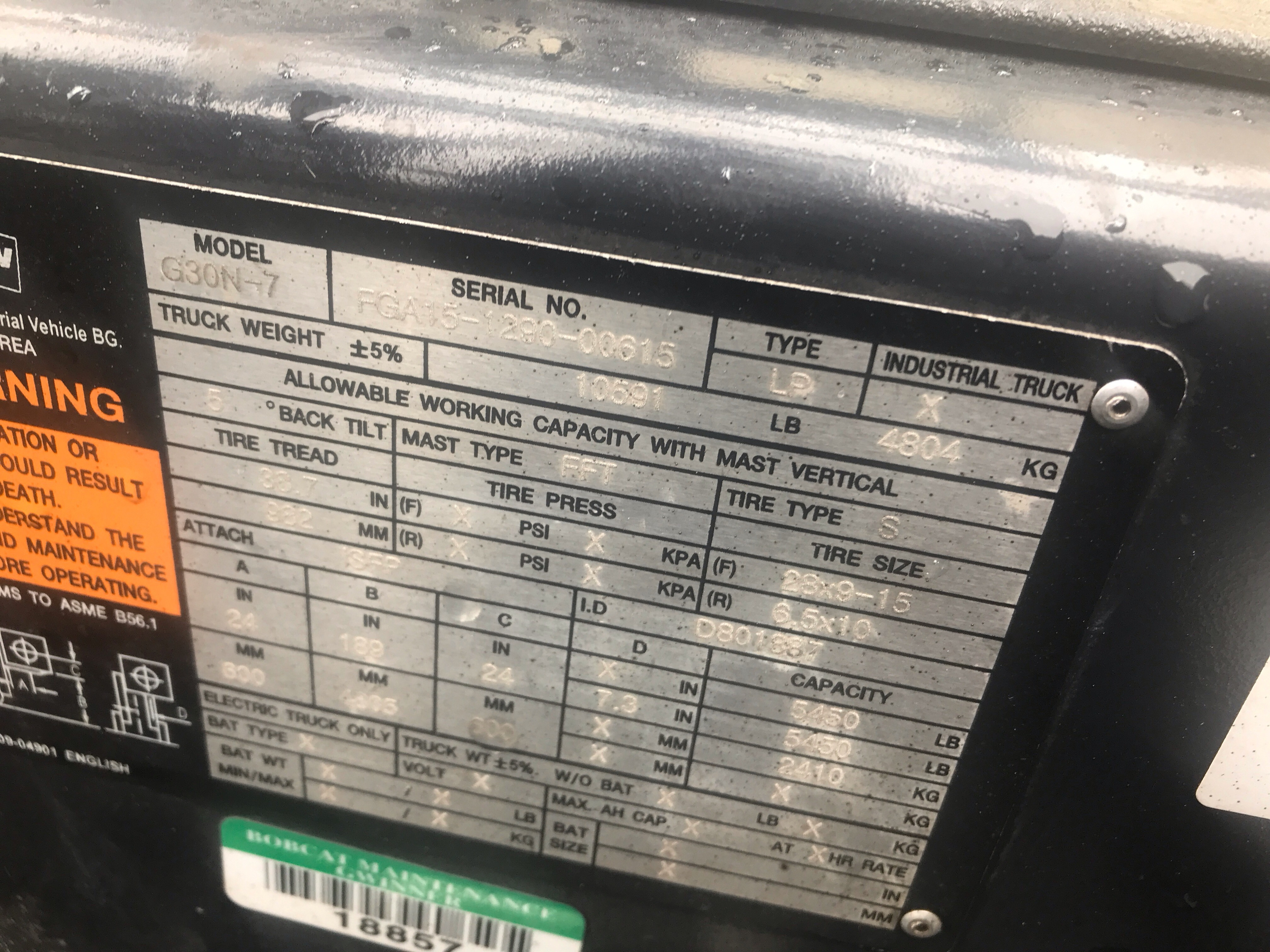 2018 Doosan G30N-7