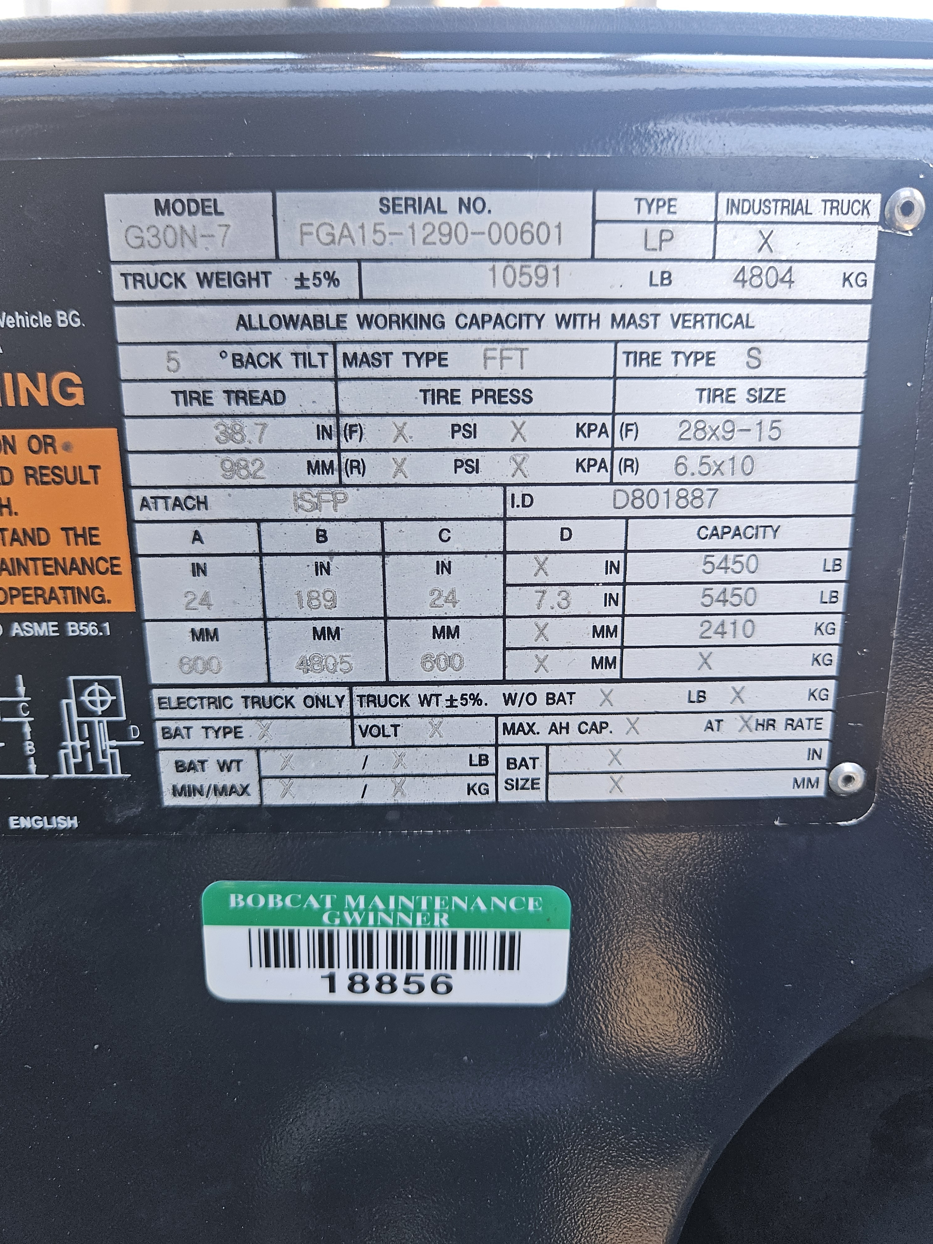 2018 Doosan G30N-7