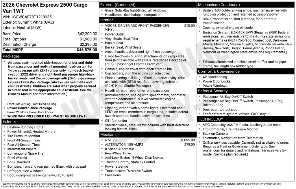 2026 Chevrolet EXPRESS 2500