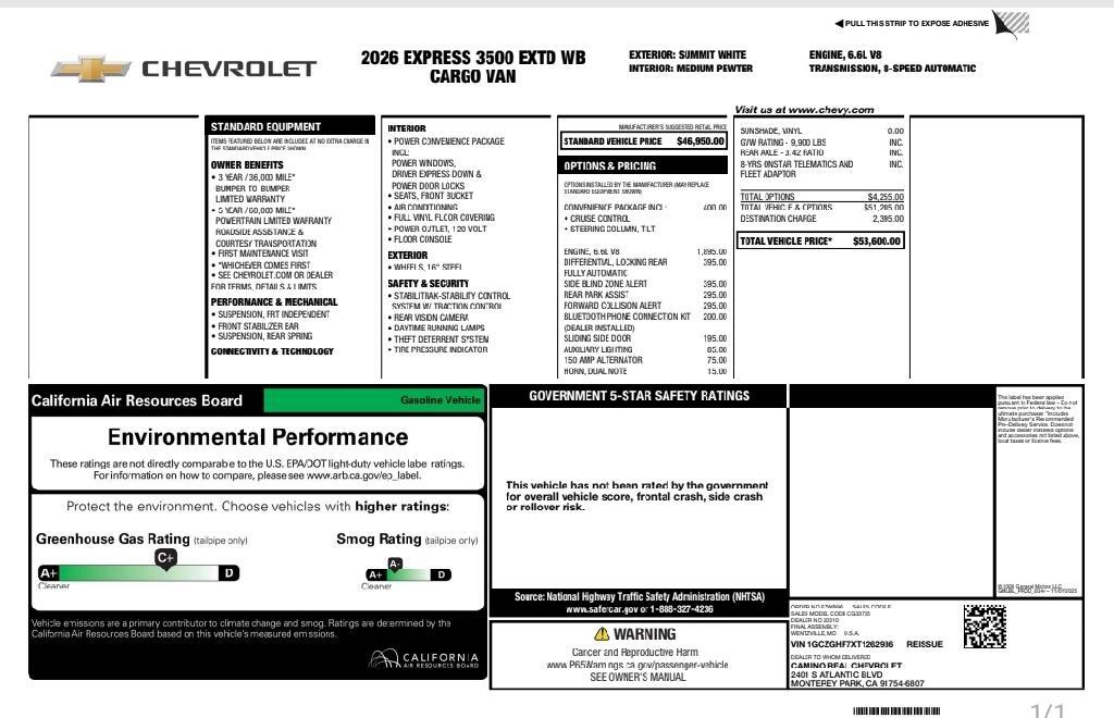 2026 Chevrolet Express G3500