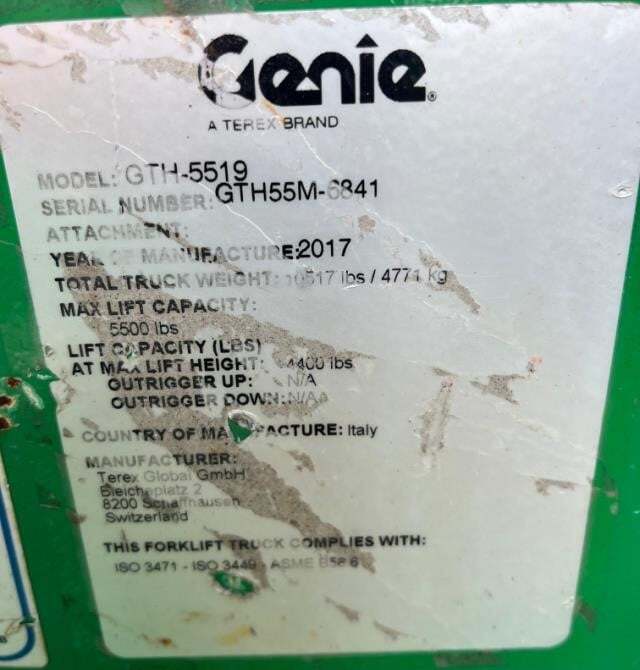 2017 Genie GTH-5519