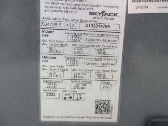 2025 Skyjack SJ4726