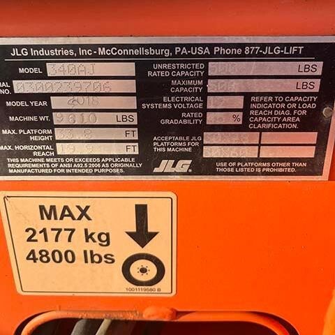 2018 JLG 340AJ