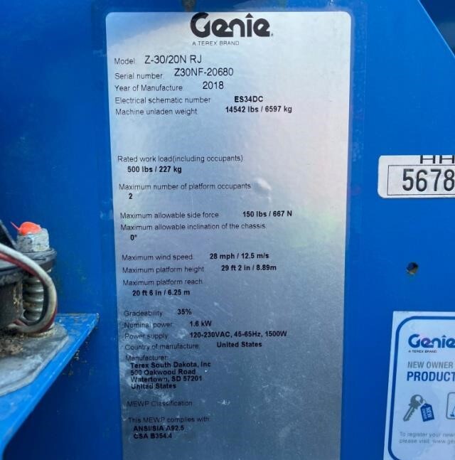 2018 Genie Z-30/20N RJ
