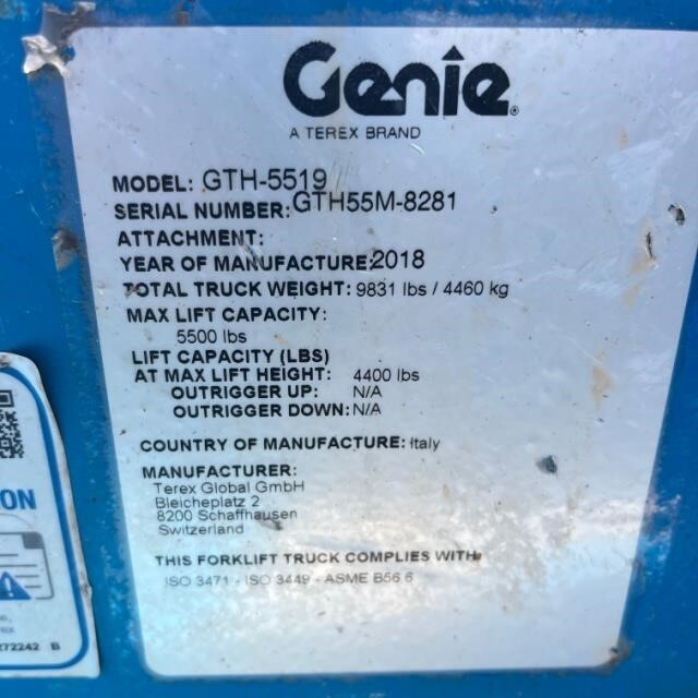 2018 Genie GTH-5519
