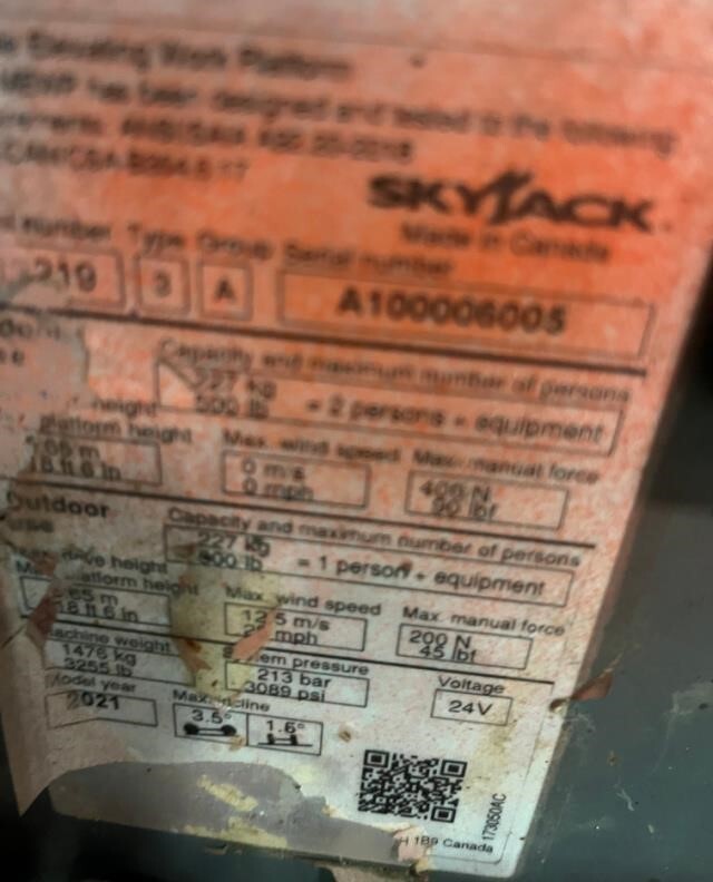 2021 Skyjack SJ3219