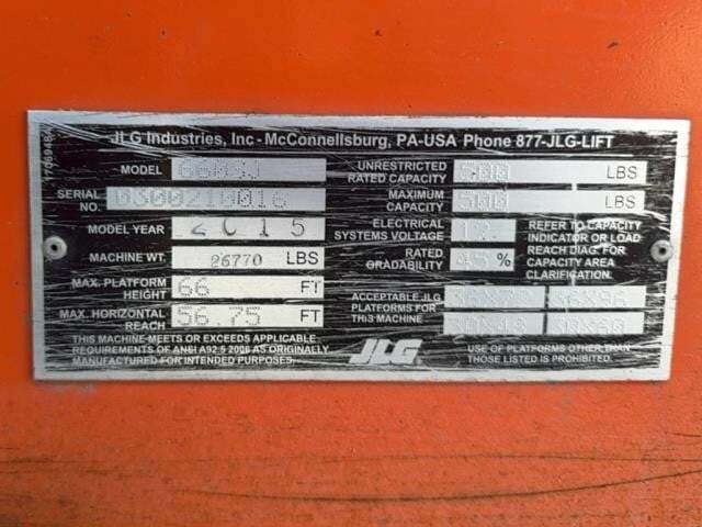 2015 JLG 660SJ