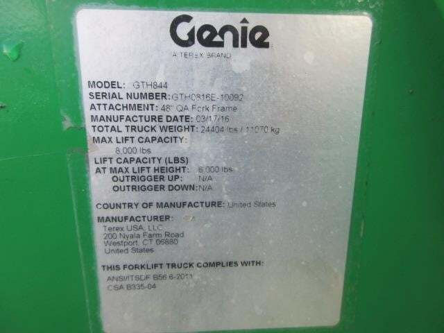 2016 Genie GTH 844