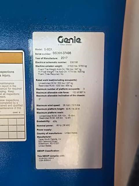2017 Genie S-60X