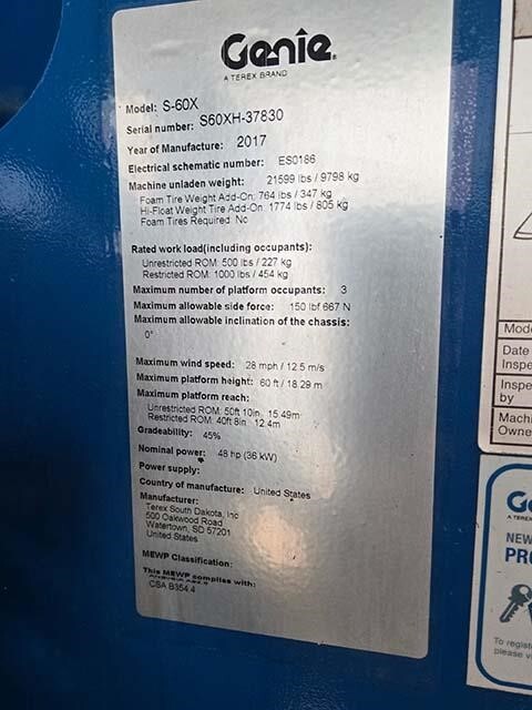 2018 Genie S-60X Picture 16 2018 Genie S-60X-16