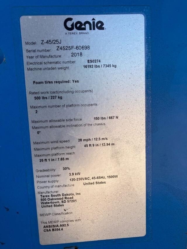 2018 Genie Z-45/25J DC-6