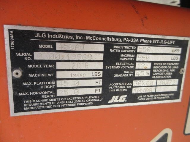2016 JLG 450AJ Picture 20 2016 JLG 450AJ-20