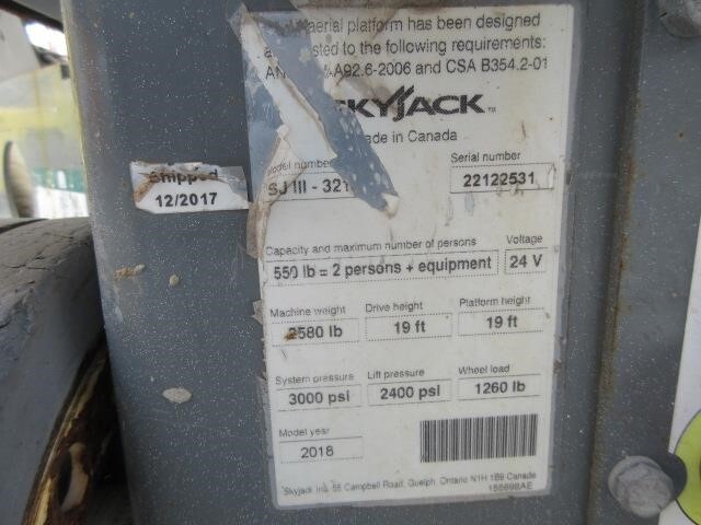 2018 Skyjack SJ3219 Picture 14 2018 Skyjack SJ3219-14