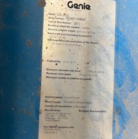 2017 Genie GS-2632-10