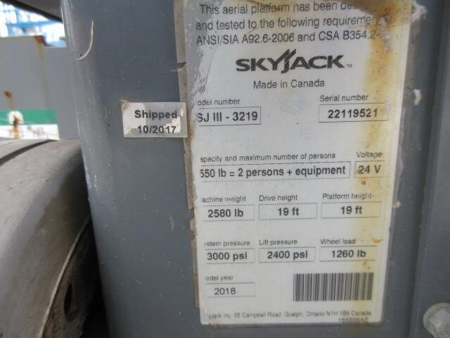 2018 Skyjack SJ3219 Picture 14 2018 Skyjack SJ3219-14
