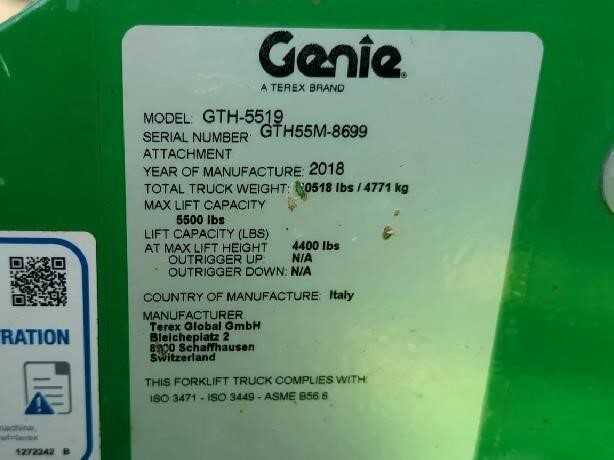 2018 Genie GTH-5519-28