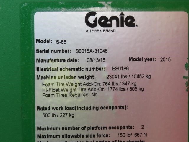 2015 Genie S-65-18