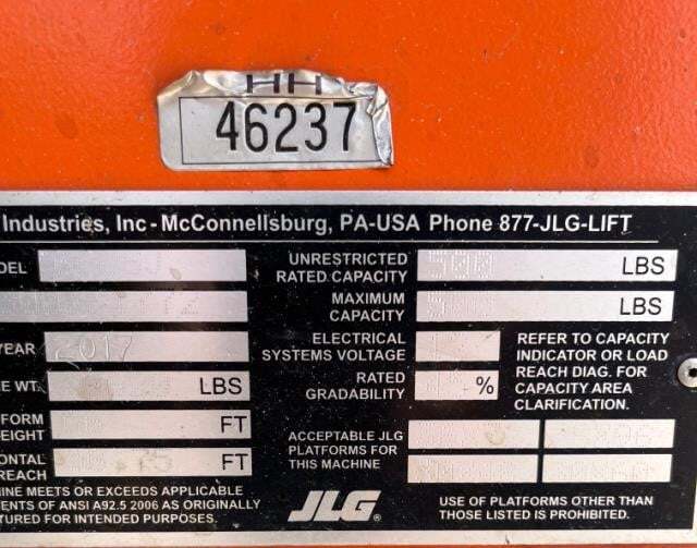 2017 JLG 660SJ-20