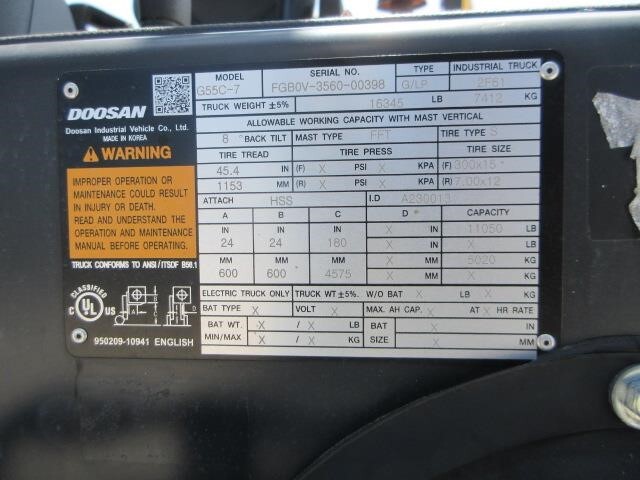2022 Doosan G55C-7-26