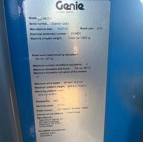 2015 Genie Z-34/22 N-16