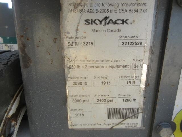 2018 Skyjack SJ3219 Picture 14 2018 Skyjack SJ3219-14