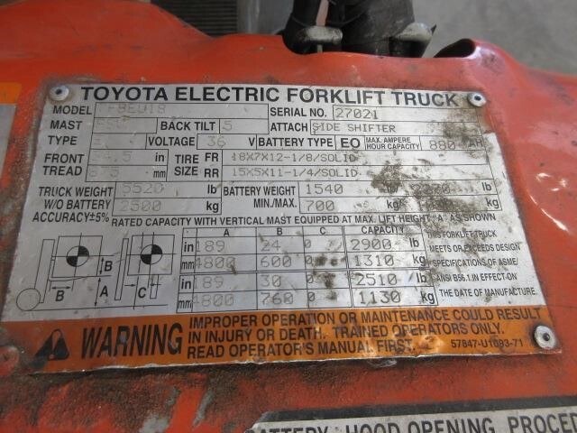 2014 Toyota 7FBEU18 Picture 23 2014 Toyota 7FBEU18-23