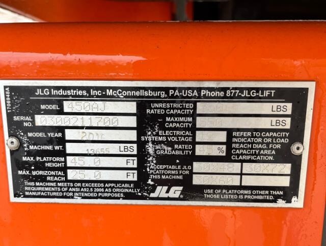 2016 JLG 450AJ Picture 16 2016 JLG 450AJ-16