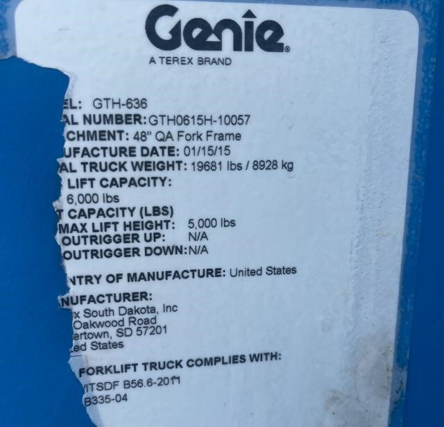 2015 Genie GTH-636 Picture 15 2015 Genie GTH-636-15