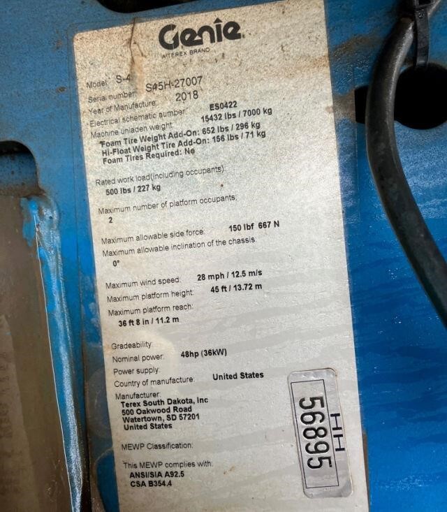 2018 Genie S-45 Picture 6 2018 Genie S-45-6