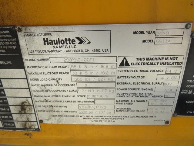 2020 Haulotte 5533A-20