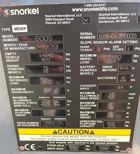2019 Snorkel 600S Picture 17 2019 Snorkel 600S-17