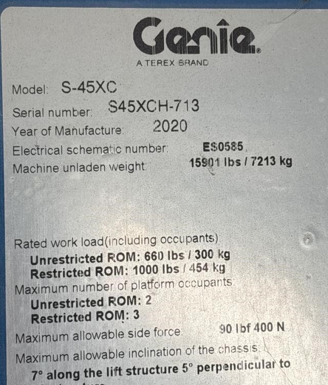 2020 Genie S-45XC Picture 17 2020 Genie S-45XC-17