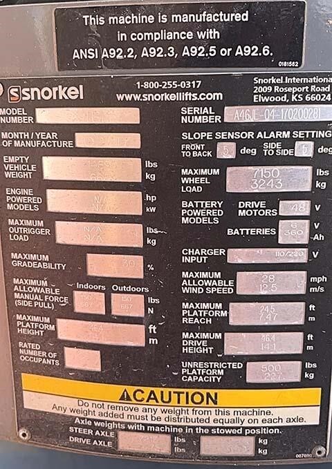 2017 Snorkel AB46JE Picture 16 2017 Snorkel AB46JE-16