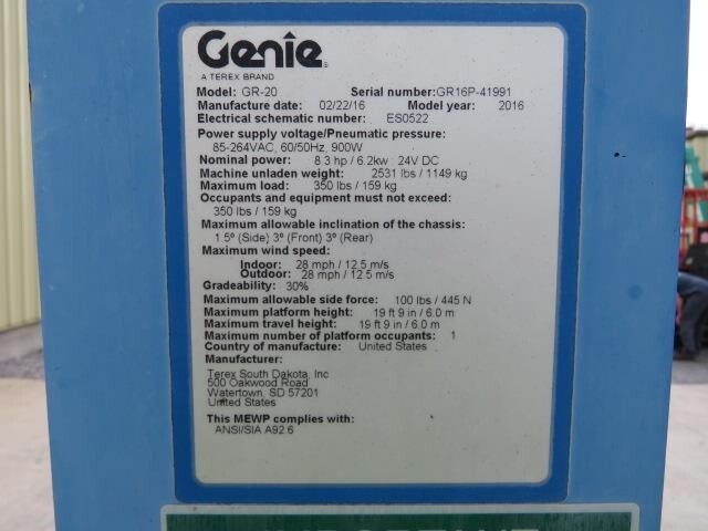 2016 Genie GR-20 Picture 11 2016 Genie GR-20-11