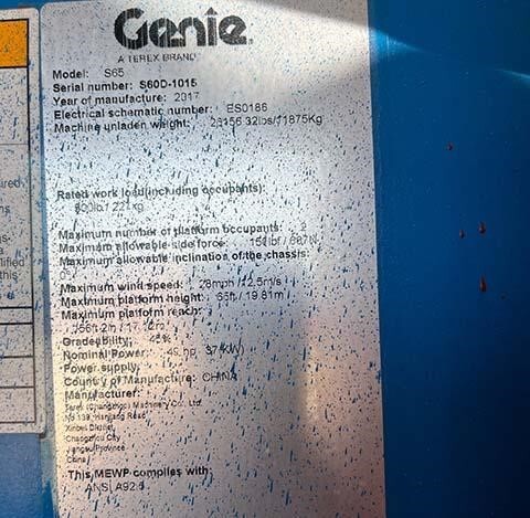 2017 Genie S-65 Picture 16 2017 Genie S-65-16