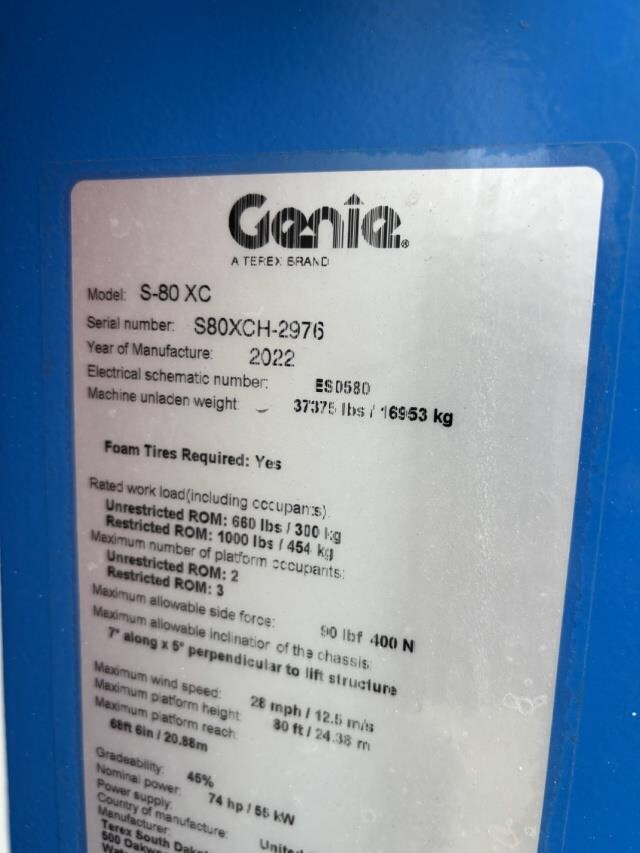 2022 Genie S-80XC Picture 20 2022 Genie S-80XC-20