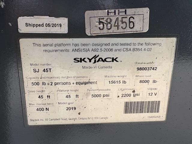 2019 Skyjack SJ45 T Picture 14 2019 Skyjack SJ45 T-14