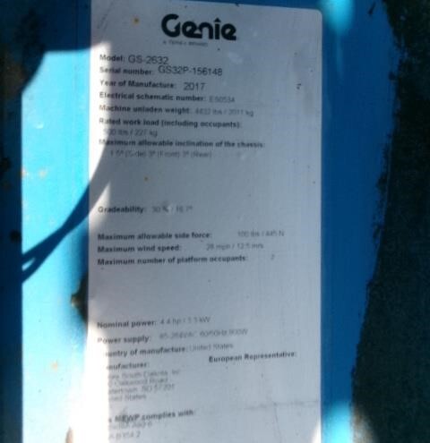 2017 Genie GS-2632-13