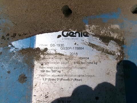 2018 Genie GS-1930-15