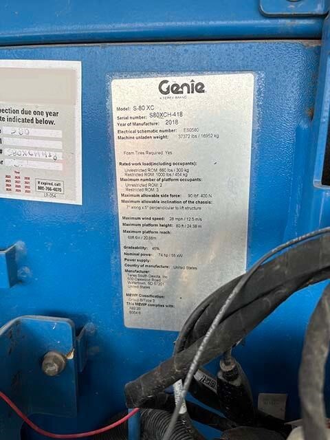 2018 Genie S-80XC Picture 16 2018 Genie S-80XC-16