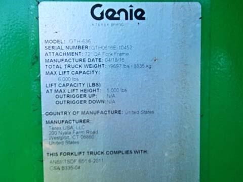 2016 Genie GTH-636-21