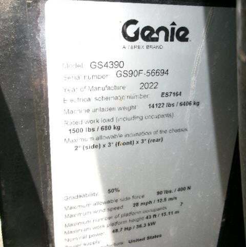 2022 Genie GS-4390 RT-23