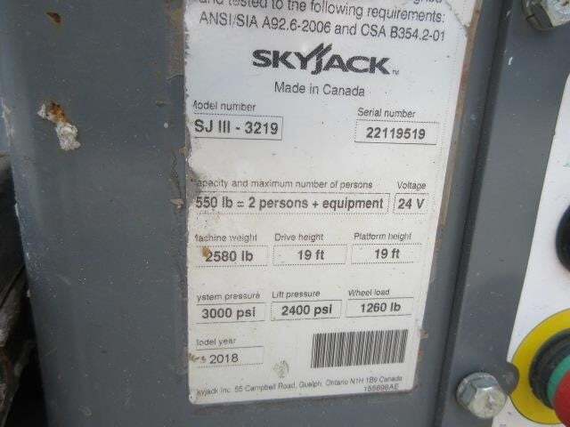 2018 Skyjack SJ3219 Picture 13 2018 Skyjack SJ3219-13