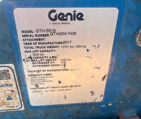 2017 Genie GTH-5519-17