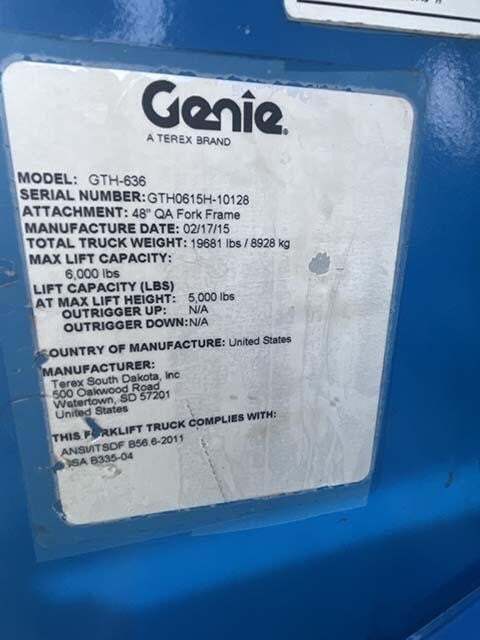2015 Genie GTH-636 Picture 17 2015 Genie GTH-636-17
