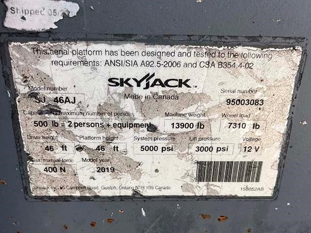 2019 Skyjack SJ46 AJ-18