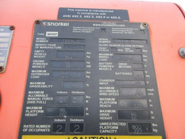 2019 Snorkel TB86J-20